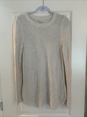 Dakini Cream Open-Knit Crewneck Sweater with side zippers